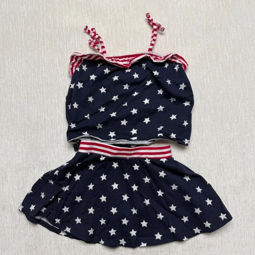 The Children's Place Patriotic Stars 2pc Skort Tank Girls 2T Navy Blue Americana